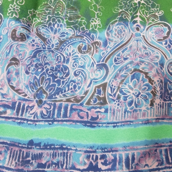 Marian j Fry skirt floral skirt pullon elastic waist green blue teal - Picture 2 of 8